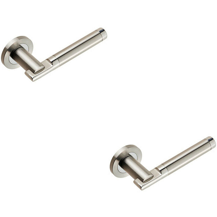 2x PAIR Round Bar Handle on 52mm Round Rose Concealed Fix Polished Satin Steel Loops