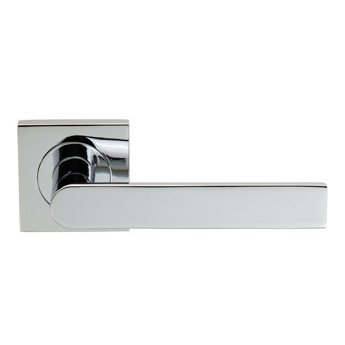 2x PAIR Flat Rectangular Bar Lever on Square Rose Concealed Fix Polished Chrome Loops