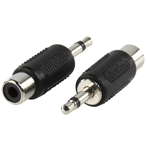 QTY 2 3.5mm Mono Plug to RCA Phono Socket Adapter Male Female Connector Loops