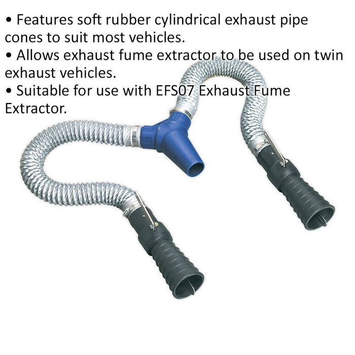 Twin Exhaust Pipe Ducting Adaptor Suitable for ys04141 Exhaust Fume Extractor Loops