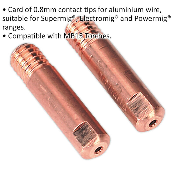 2 PACK 0.8mm Contact Tip for MB15 Welding Torches - MIG Welding Contacts Loops
