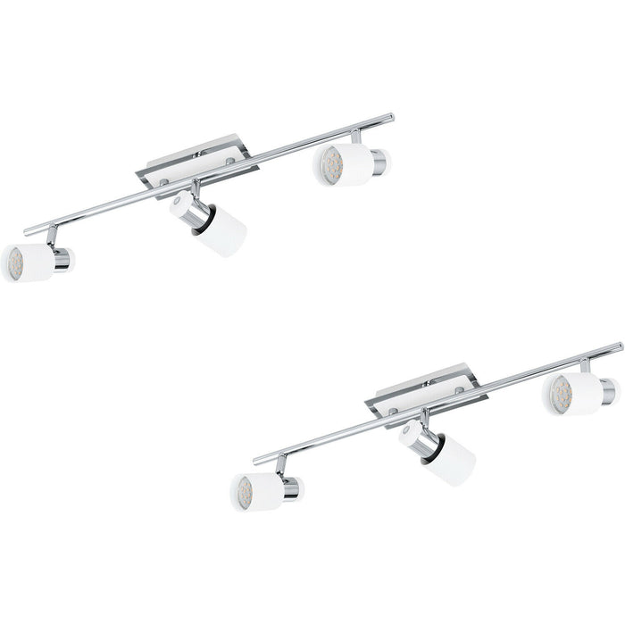2 PACK Wall 3 Spot Light Colour Chrome Plated & White Steel GU10 3x5W Included Loops