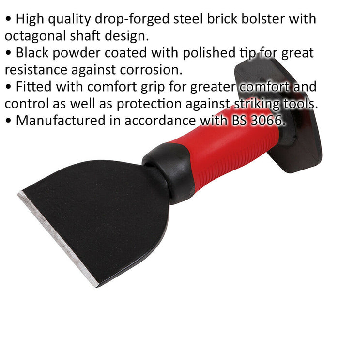 Drop Forged Brick Bolster with Comfort Grip - 100mm x 225mm - Octagonal Shaft Loops