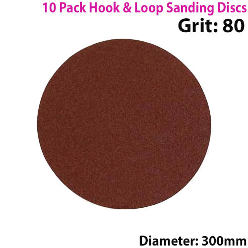 QTY 10 300mm 12 Inch Sanding Discs 80 Grit Orbit Sander Hook & Loop Loops