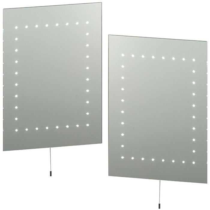 2 PACK IP44 LED Bathroom Mirror 50cm x 39cm Vanity Wall Light Energy Efficient Loops