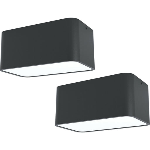 2 PACK Wall / Ceiling Light Black Square Accent Downlight 2x 28W E27 Bulb Loops