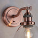 Dimmable LED Wall Light Aged Copper & Glass Shade Adjustable Industrial Fitting Loops
