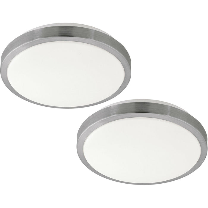 2 PACK Wall Flush Ceiling Light White Shade White Satined Nickel Plastic LED 23W Loops