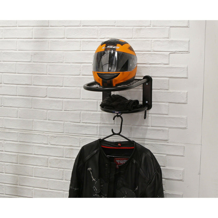 Motorcycle Helmet & Gear Tidy - Wall Mounted Helmet Stand - 15kg Capacity Loops