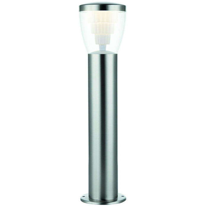 500mm Outdoor LED Lamp Post Bollard Round Brushed Steel 10W Cool White Light Loops