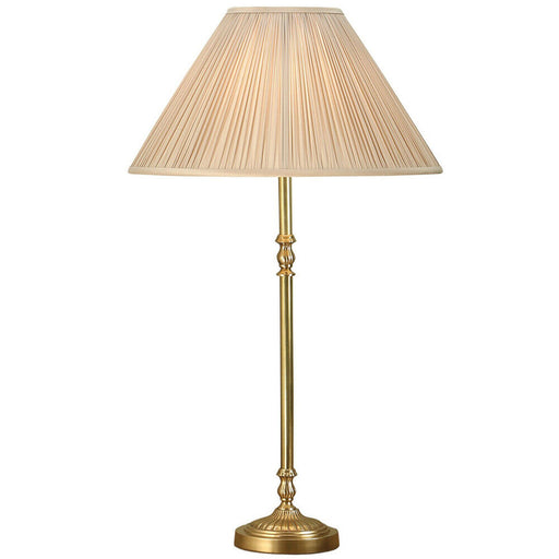 Luxury Traditional Table Lamp Light Solid Brass Base Stem & Beige Pleated Shade Loops