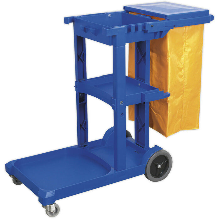 Janitorial Cleaning Trolley - Multiple Shelve - Holds Mop Buckets - Housekeeping Loops