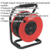 50m Heavy Duty Cable Reel with Thermal Trip - 4  230V Plug Socket Extension Lead Loops