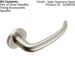 PAIR Slim Rounded Inward Curved Lever on Round Rose Concealed Fix Satin Steel Loops