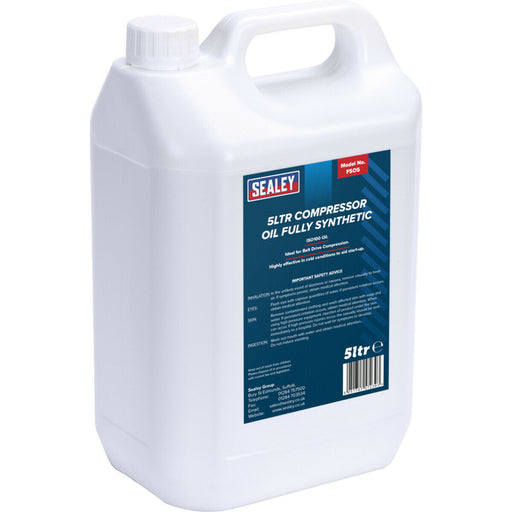 5L Fully Synthetic Compressor Oil - Suits Belt Drive Compressors - Start-Up Aid Loops