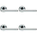4x PAIR Round T Bar Handle with Ringed Design Concealed Fix Polished Chrome Loops