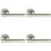 4x PAIR Straight Round T Bar Handle on Round Rose Concealed Fix Polished Steel Loops