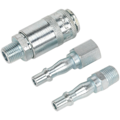 1/4 Inch BSP Air Tool Coupling Kit - Male Coupling Body - Male Female Adaptors Loops