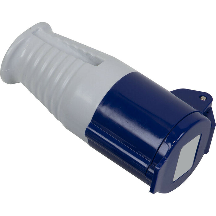 230V Blue Plug Socket - Suitable for 2P+E 16A Connectors - IP44 Rated Site Plug Loops