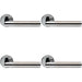 4x PAIR Sectional Round Bar Lever on Round Rose Concealed Fix Dual Chrome Loops