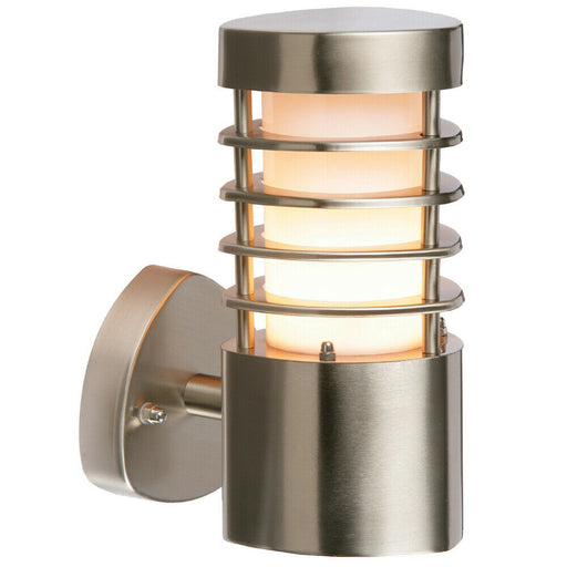 IP44 Outdoor Wall Light Stainless Steel Open Lantern Traditional Slotted Porch Loops