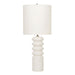 Table Lamp Ceramic White Glaze White Faux Silk Shade White LED E27 60W Bulb Loops