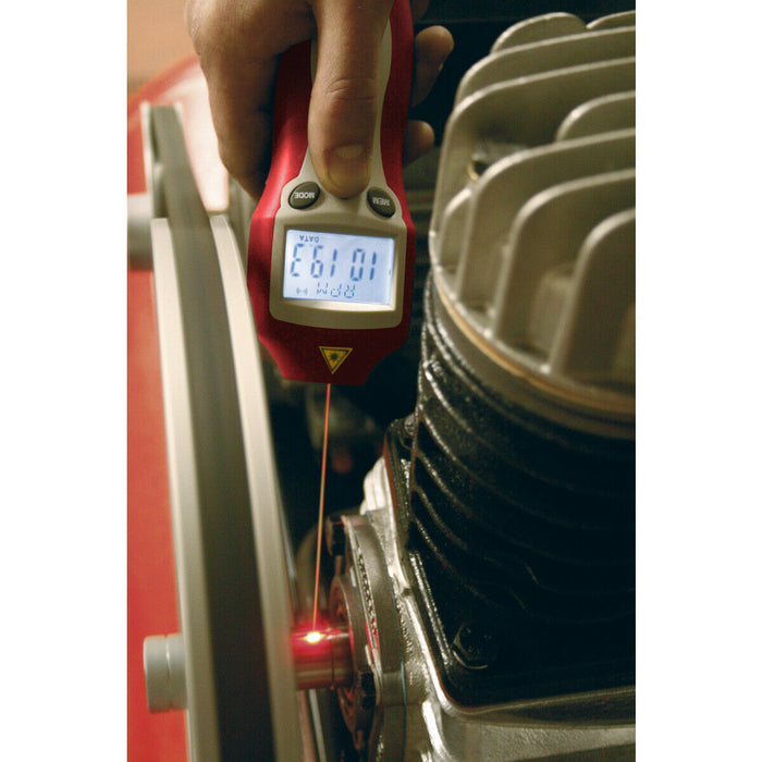 Digital Tachometer Laser Instrument - Rotational Speed Measuring Tool - Battery Loops