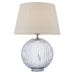 Table Lamp Smokey Grey Ribbed Glass & Pale Grey Cotton 40W E27 GLS Loops