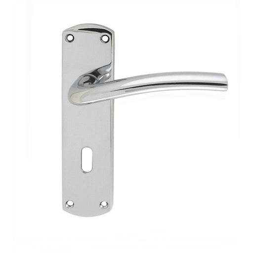 Rounded Curved Bar Handle on Lock Backplate 170 x 42mm Polished Chrome Loops