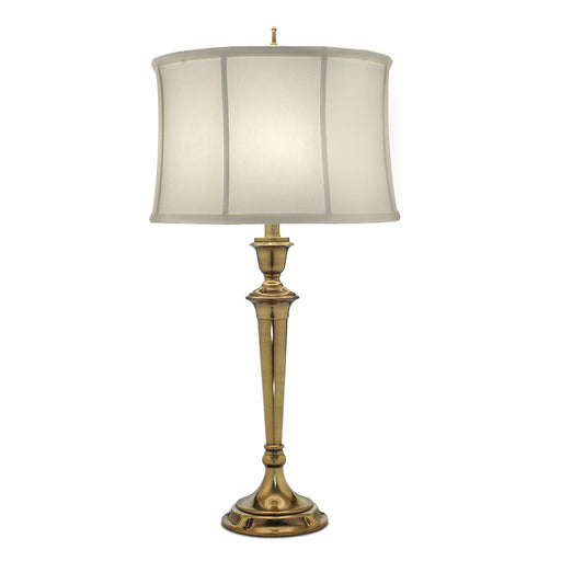 Table Lamp Zinc Cast Oyster Silk Sheen Shade Burnished Brass LED E27 60W Loops