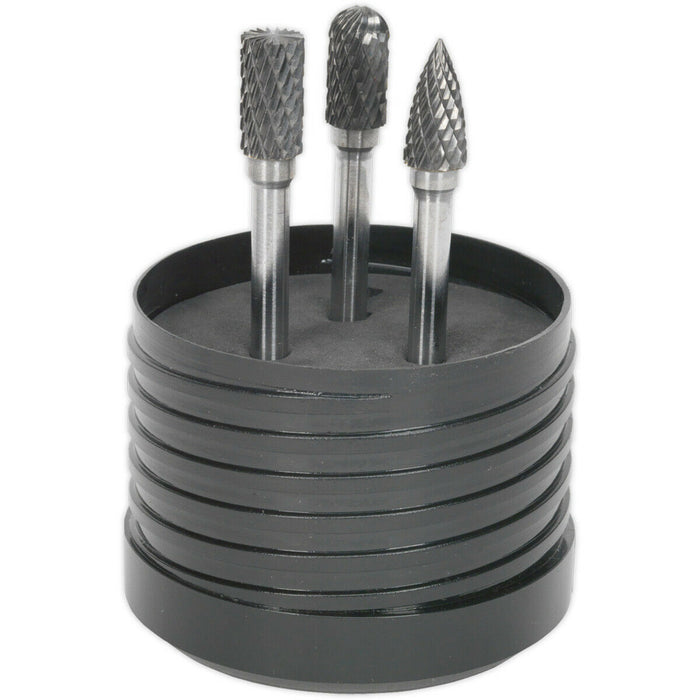 3 PACK - 10mm Tungsten Carbide Rotary Burr Bits Set - VARIOUS Cutting Heads Loops