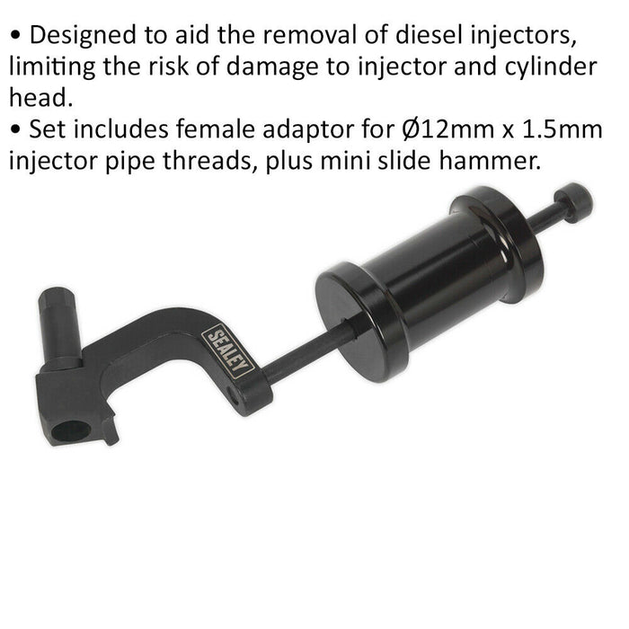 Diesel Injector Lifter - 12mm x 1.5mm Female Adaptor - 0.8kg Mini Slide Hammer Loops