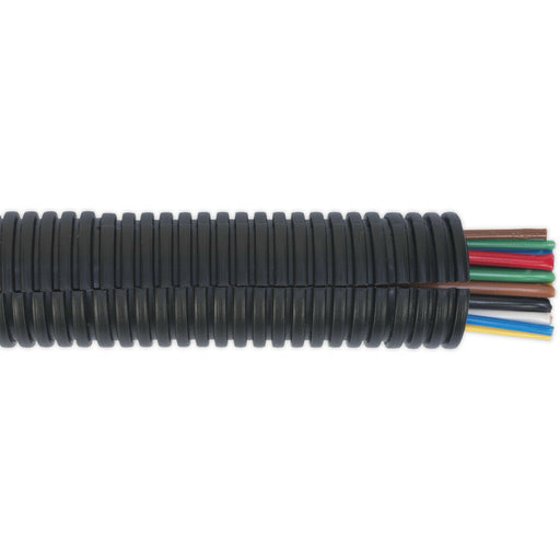 Split Convoluted Cable Sleeving - 10 Metres - 22-27mm Diameter - Flexible Nylon Loops