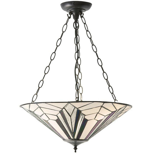 Tiffany Glass Hanging Ceiling Pendant Light Dark Bronze 3 Lamp Shade i00075 Loops