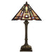 2 Bulb Table Lamp Tiffany Style Coloured Glass Valiant Bronze Base LED E27 60W Loops