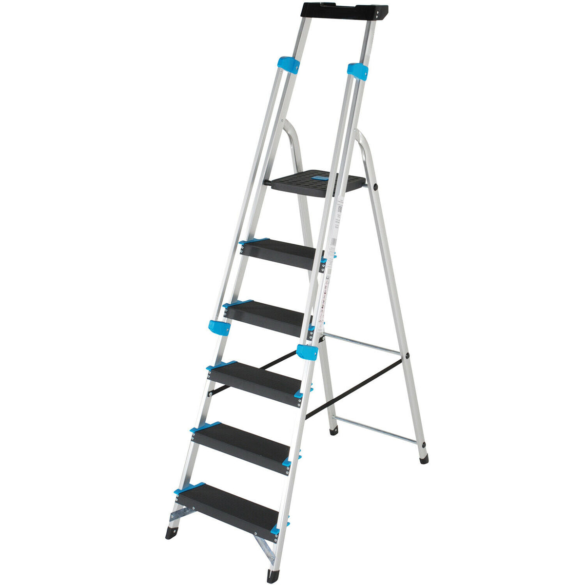 1.3m XL Platform Step Ladders 6 Tread Anti Slip Steps & Tool Tray Alum ...