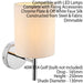 Dimmable LED Wall Light Chrome & Off White Shade Modern Lounge Lamp Lighting Loops