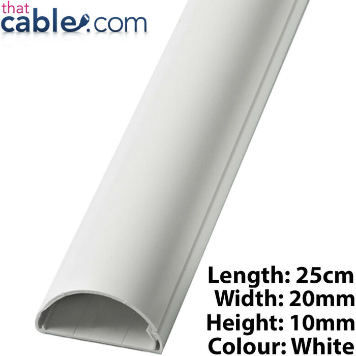 25cm 20mm x 10mm White Coaxial Cable Trunking Conduit Cover AV TV Ethernet Wall Loops