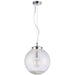 Hanging Ceiling Pendant Light Chrome & GLASS Modern Round Shade Lamp Bulb Holder Loops