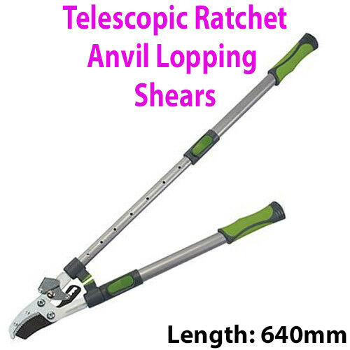 640mm Telescopic Ratchet Anvil Lopping Shears Garden Allotment Tool Branch/Twig Loops