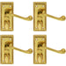 4x PAIR Reeded Design Scroll Lever on Bathroom Backplate 112 x 48mm Brass Loops