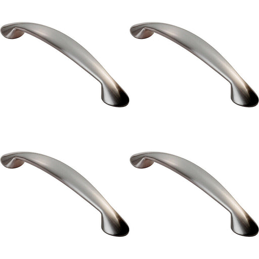 4x Flared Cabinet Pull Handle 165.5 x 23mm 128mm Fixing Centres Satin Nickel Loops