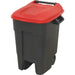 100 Litre Capacity Wheelie Bin - Solid Rear Axle - Two 200mm Wheels - Red Loops