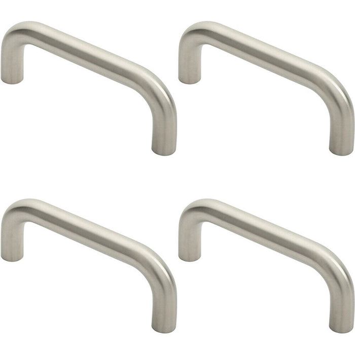 4x Round D Bar Pull Handle 169 x 19mm 150mm Fixing Centres Satin Stainless Steel Loops