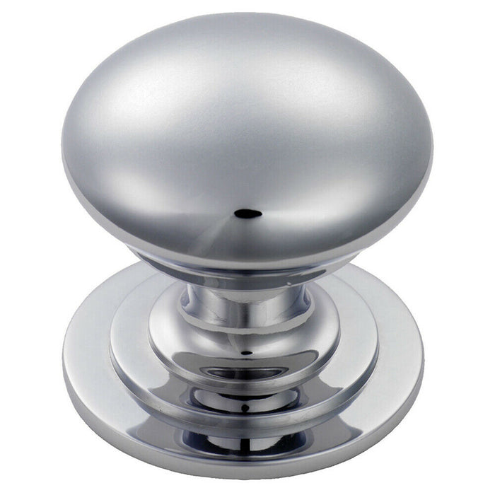 4x Victorian Round Cupboard Door Knob 42mm Dia Polished Chrome Cabinet Handle Loops