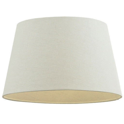12" Inch Round Tapered Drum Lamp Shade Ivory Linen Fabric Cover Simple Elegant Loops