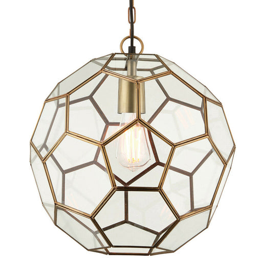 Hanging Ceiling Pendant Light Antique Brass & Glass Modern Ball Lamp Bulb Holder Loops