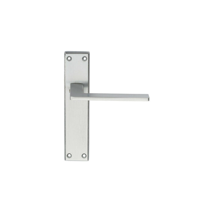 2x Flat Straight Lever on Latch Backplate Door Handle 180 x 40mm Satin Chrome Loops