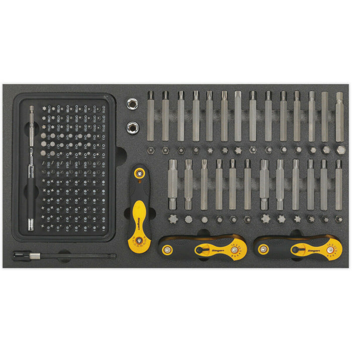 192 Piece Specialised Bit & Folding Hex Key Set with Tool Tray - Toolbox Storage Loops