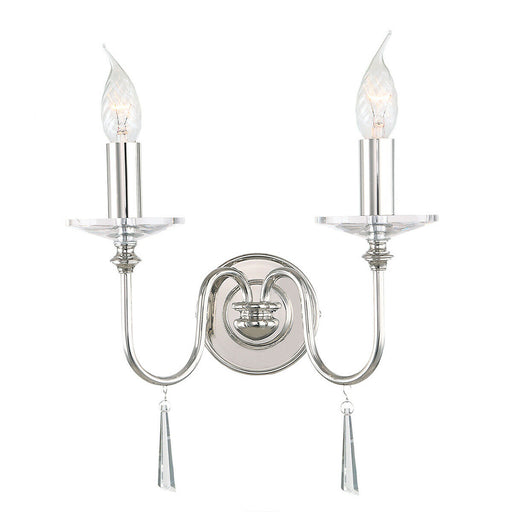 Twin Wall Light Sconce Highly Polished Nickel Finish LED E14 60W Bulb d01037 Loops